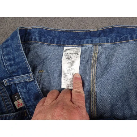 Carhartt FR Flame Resistant Dungaree Jeans Mens 46x21 Blue Denim FRB13-DNM CAT 2 - Picture 5 of 7